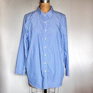 Lands End Supima Cotton Women's Button Down Stripe Shirt 20W GUC